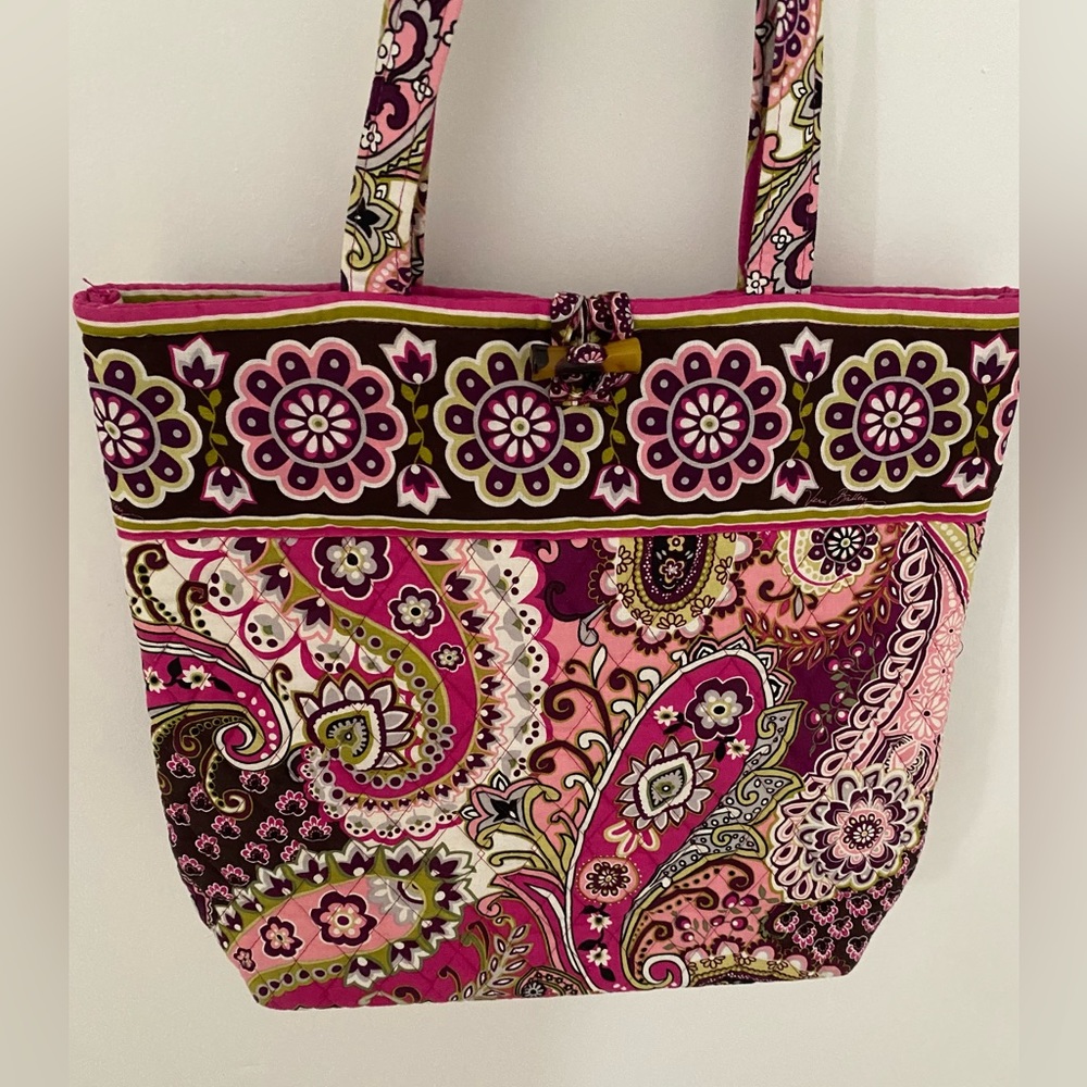“Vera Bradley” Shoulder Tote Bag- Very Berry Paisley(Retired)Pattern: 13” x 13”
